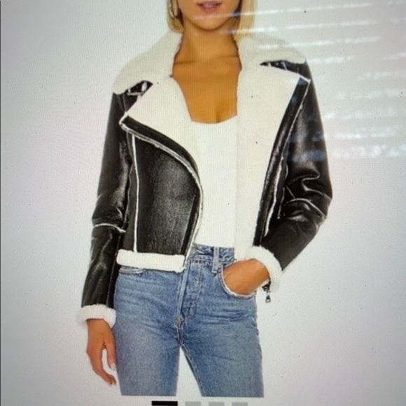 superdown Jackets & Blazers - Superdown Genna Black Faux Leather Shearling Moto Jacket